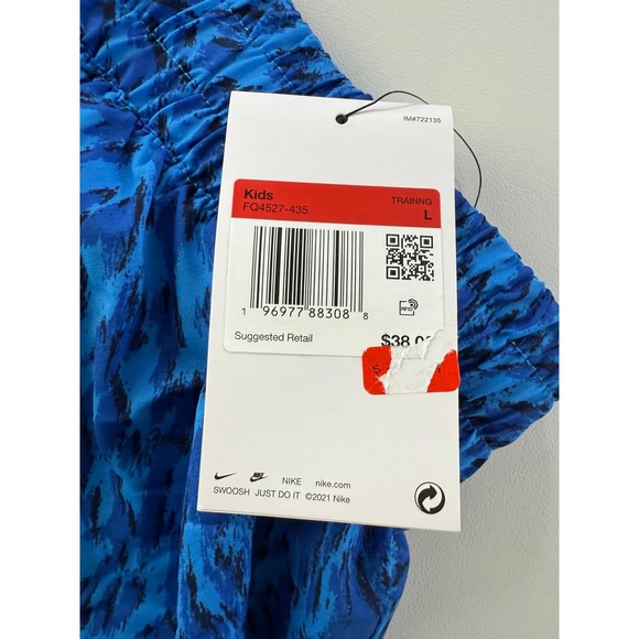 Nike Kids Dri Fit Training Athletic Shorts Blue Cheetah Youth Size Large NEW - Picture 9 of 10